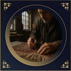 Restauration de frange de tapis bordeaux